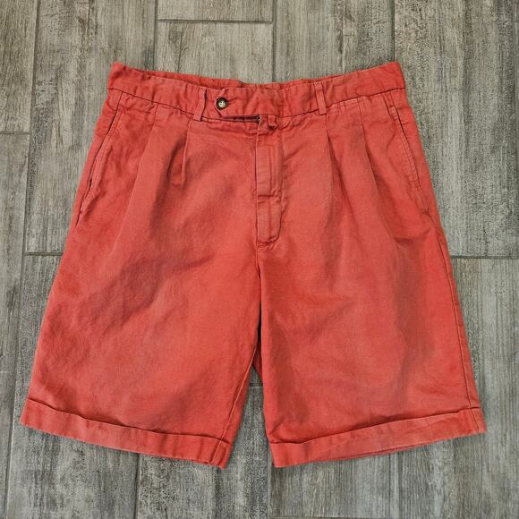 Loro Piana Shorts Mens Size 54 US 36 Pleated Salmon Peach Italian Luxury FLAW - Picture 1 of 14